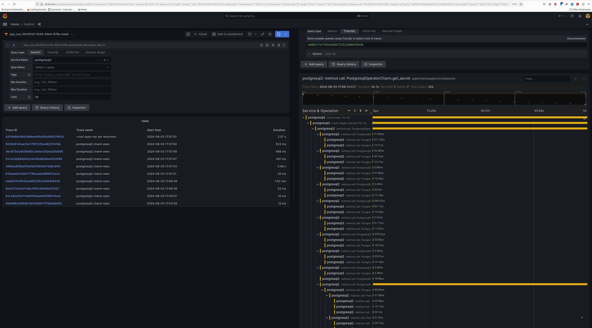 Example PostgreSQL trace with Grafana Tempo|690x382